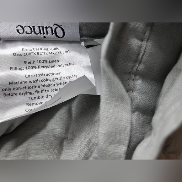 NWT QUINCE European Linen Dream Quilt King/Cal King Mist 6375 - Picture 8 of 9